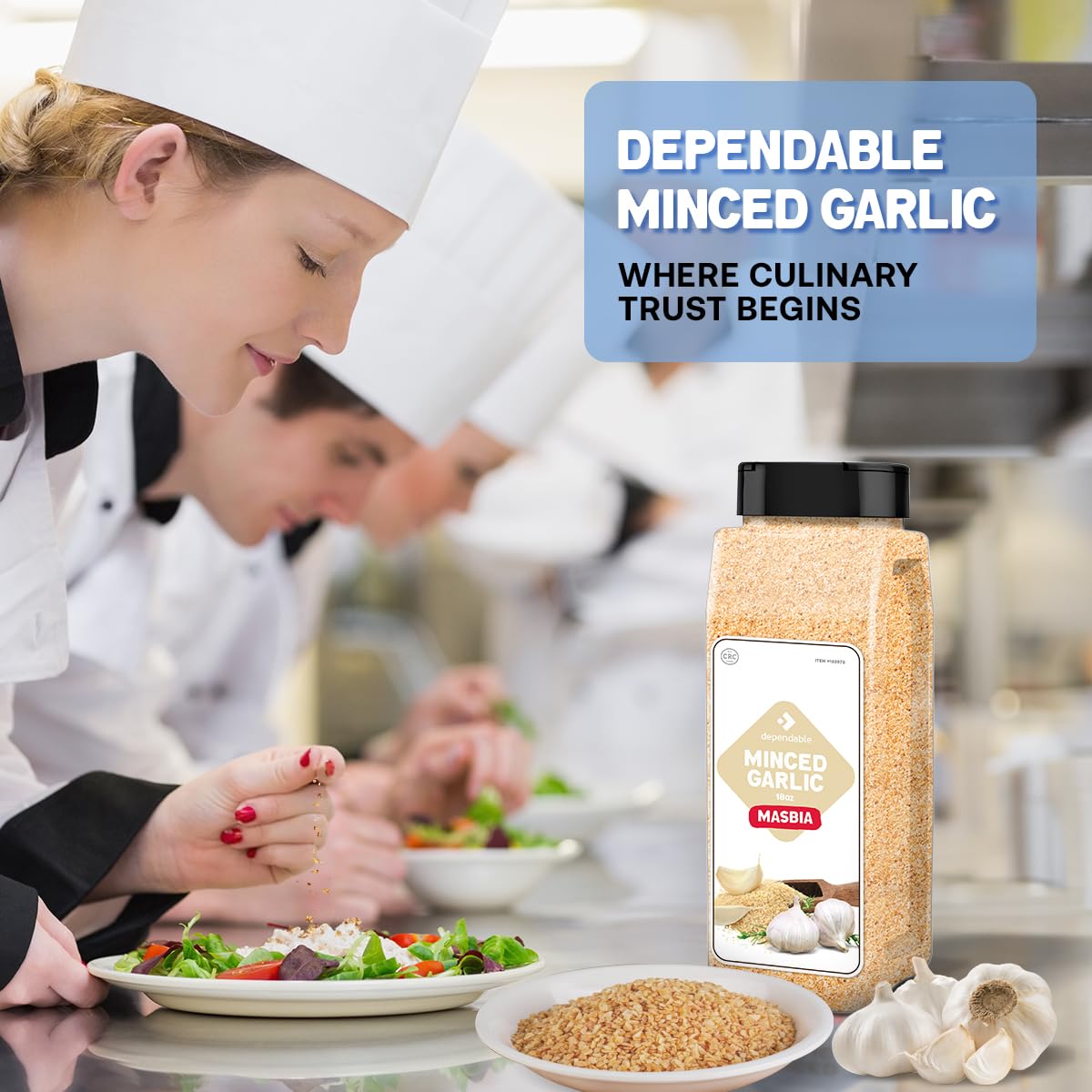 Dependable Foods Minced Garlic – 18 Oz Jug - Kosher, Non-Gmo, 100% Dried Garlic Granules - Perfect Seasoning For Sauces, Stir-Fries, Soups, Marinades & More