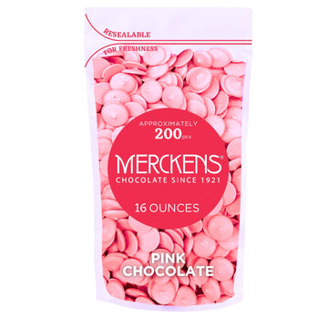 KIDU Merckens Pink Chocolate Melting Wafers 16 Ounces Bulk Perfect For Dipping, Deserts, Baking And More - 1 Pound