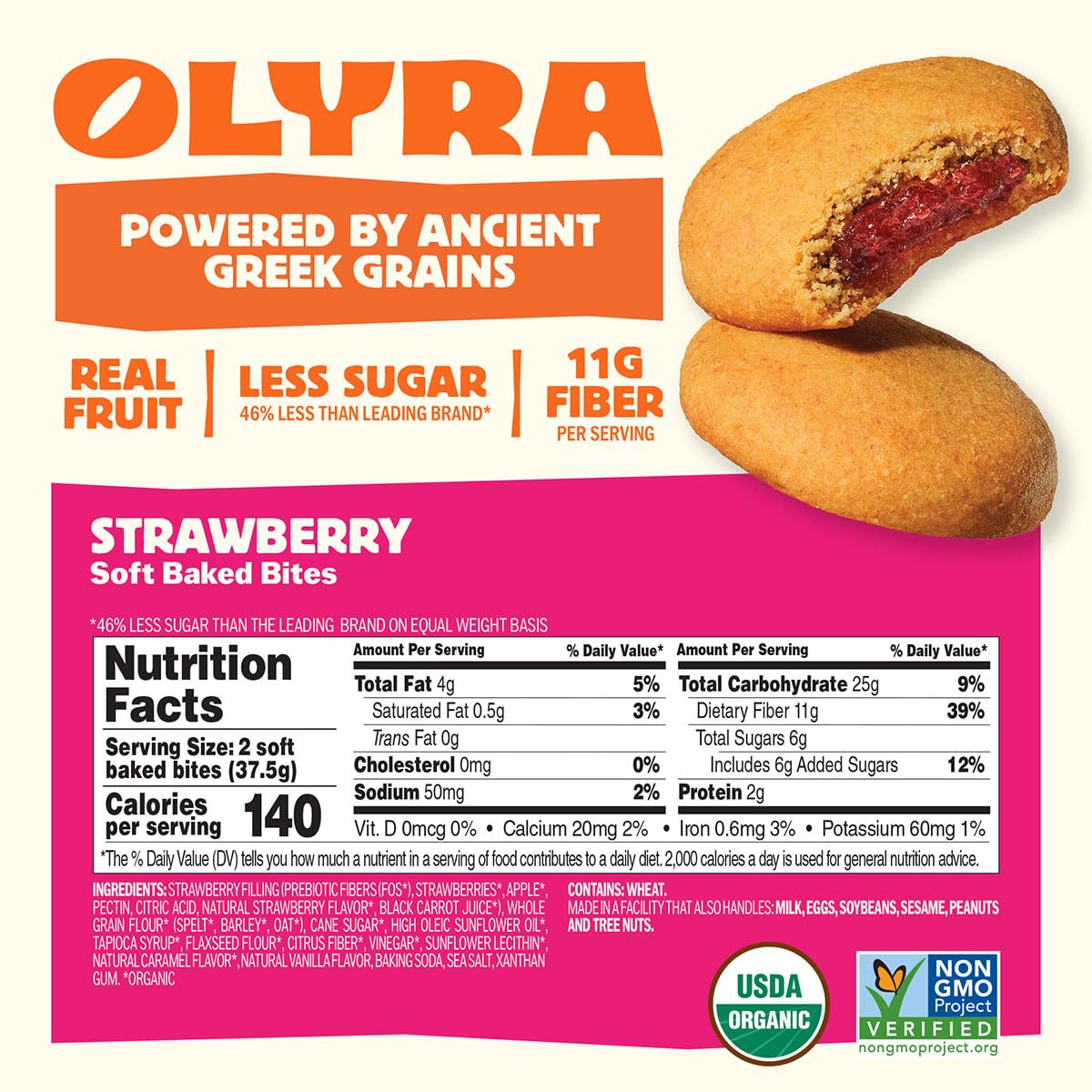 Olyra Organic Soft Baked Fruit Bars Variety Pack - High Fiber Bar - Healthy Snacks for Adults & Kids - Vegan Breakfast Bars - Of
