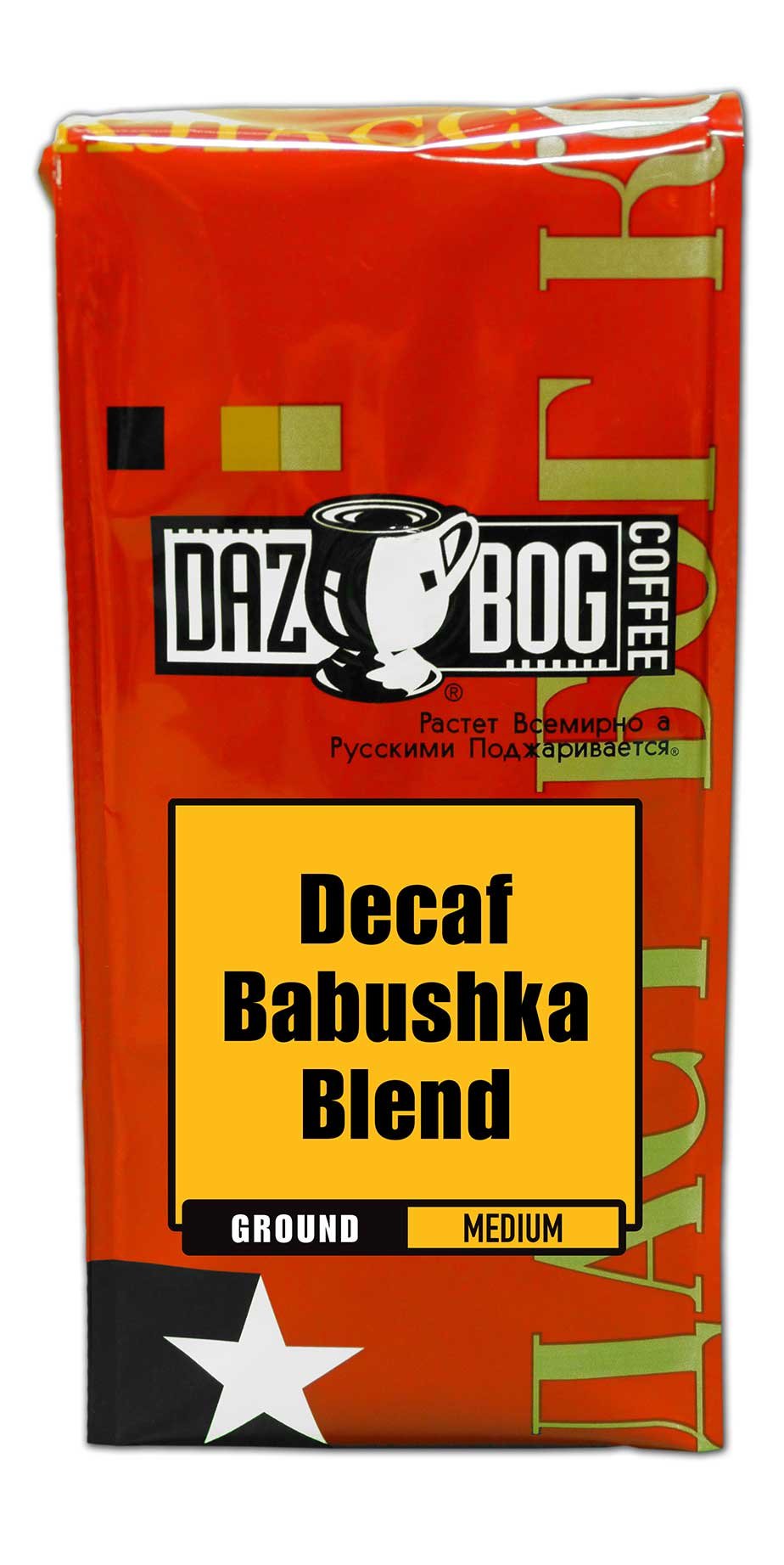 Dazbog Grandmas Decaf Babushka Blend Ground Coffee, Medium Roast, 11 oz Vacuum Sealed