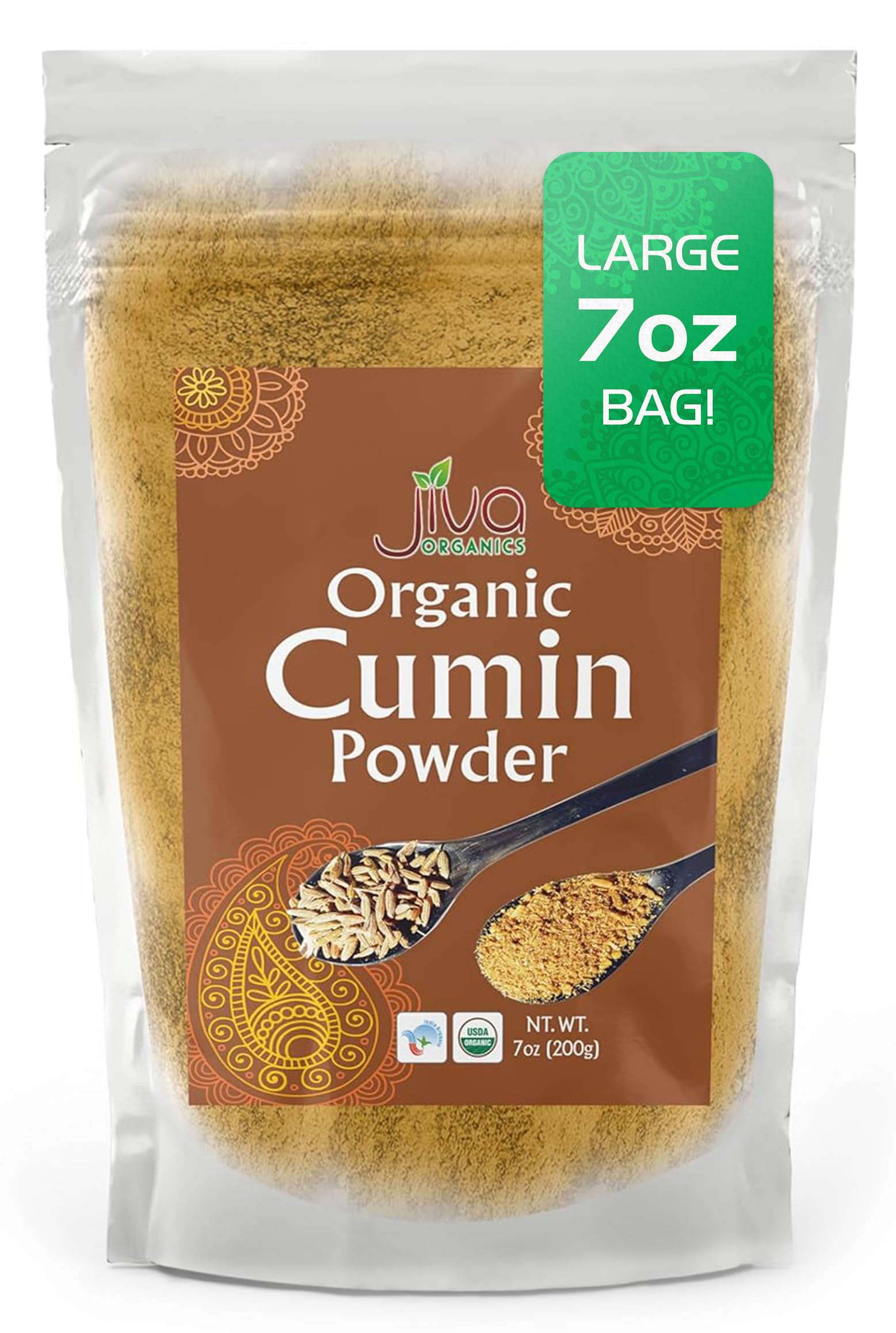 Jiva Organics Organic Ground Cumin Powder 7 Ounce - 100% Pure & Non-Gmo (Ground Cumin Seeds)