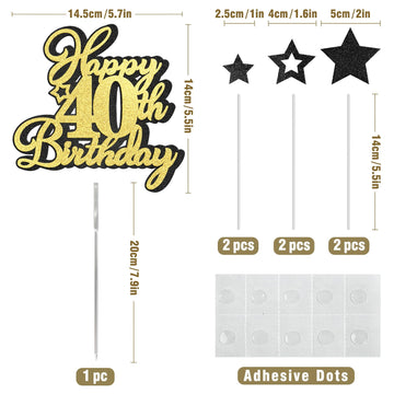 Happy 40Th Birthday Cake Topper 40 Birthday Cake Decorations, Happy 40Th Birthday Anniversary Party Cake Decorations For Men Wom