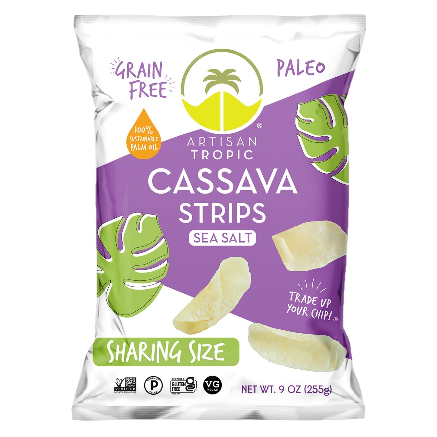 Artisan Tropic Cassava Strips - Vegan, Gluten Free Chips - 9 Oz (Pack of 2)
