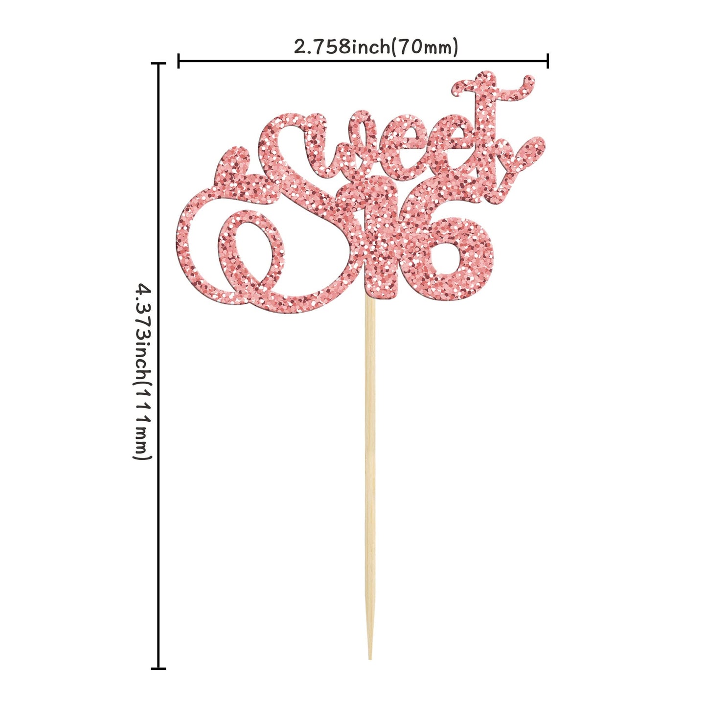 24Pcs Sweet 16 Cupcake Toppers Glitter Sixteen 16Th Birthday Cupcake Picks Cheers To 16 Years Old Cupcake Decorations For 16Th B