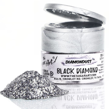 Black Diamond Edible Glitter for Drinks, Cocktails, Cake Decorating, Strawberries, Chocolates & More | No Taste | 4g | 100% Food