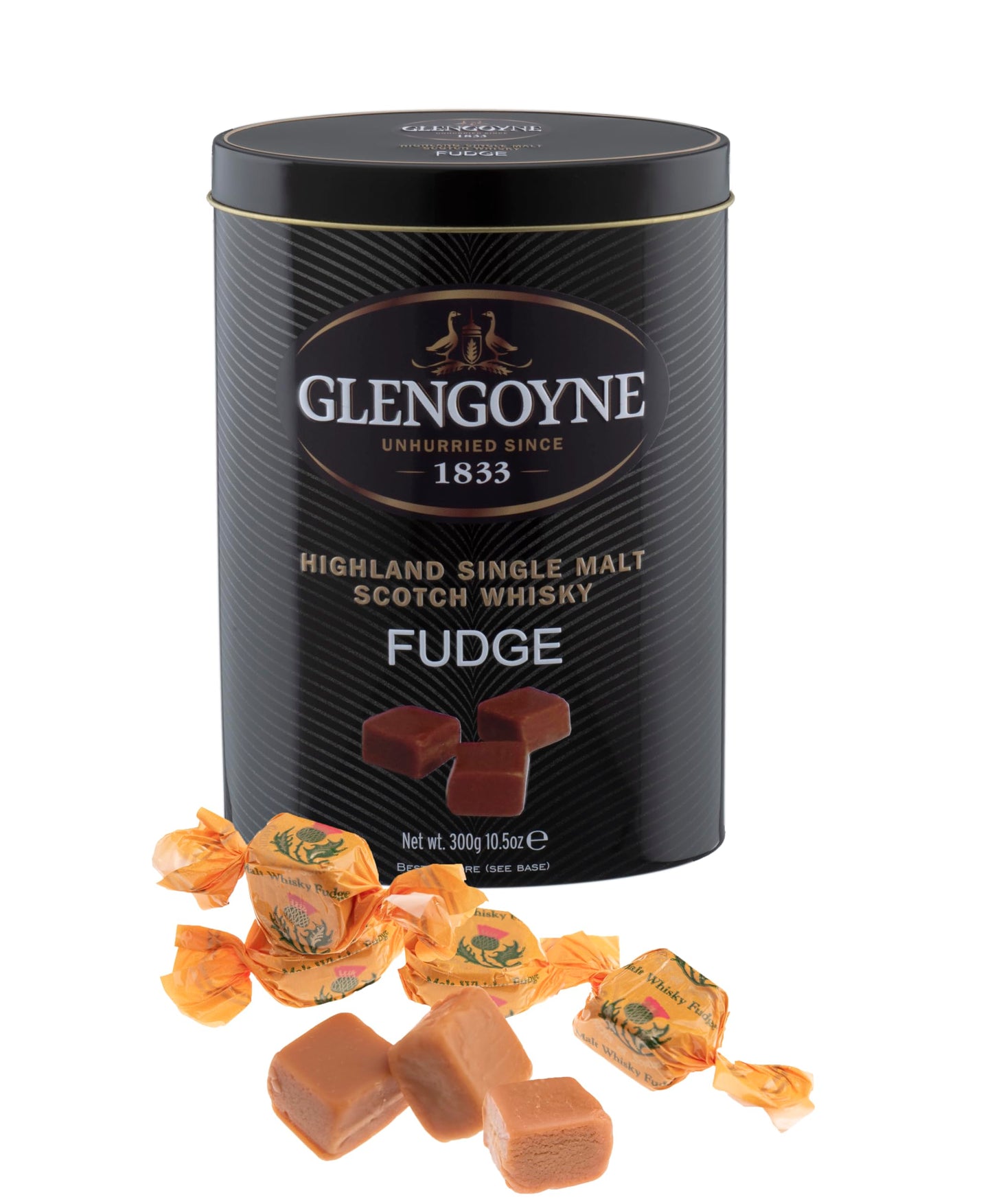 Gardiners of Scotland Handmade Fudge, Glengoyne Malt Flavor, 300g Tin
