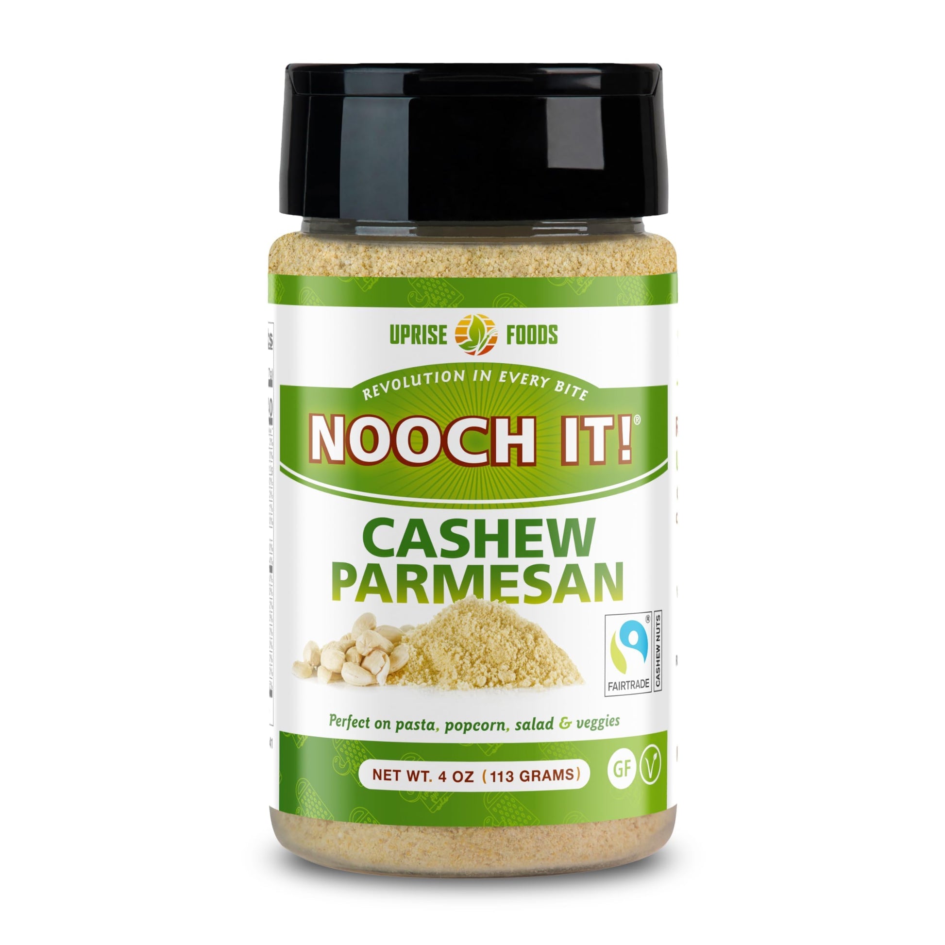 NOOCH IT Cashew Parmesan Cheese – 4oz | Dairy-Free, Organic, Fair Trade, Non-GMO, Gluten-Free | Plant-Based Cashew Cheese Topping & Parmesan Substitute for Pasta, Pizza & Popcorn
