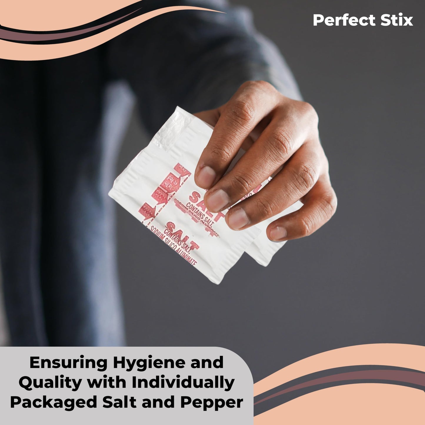 Perfect Stix - Salt and Pepper Packets-200 Salt and Pepper Packets combo -100 of Each (200 Total Packets)