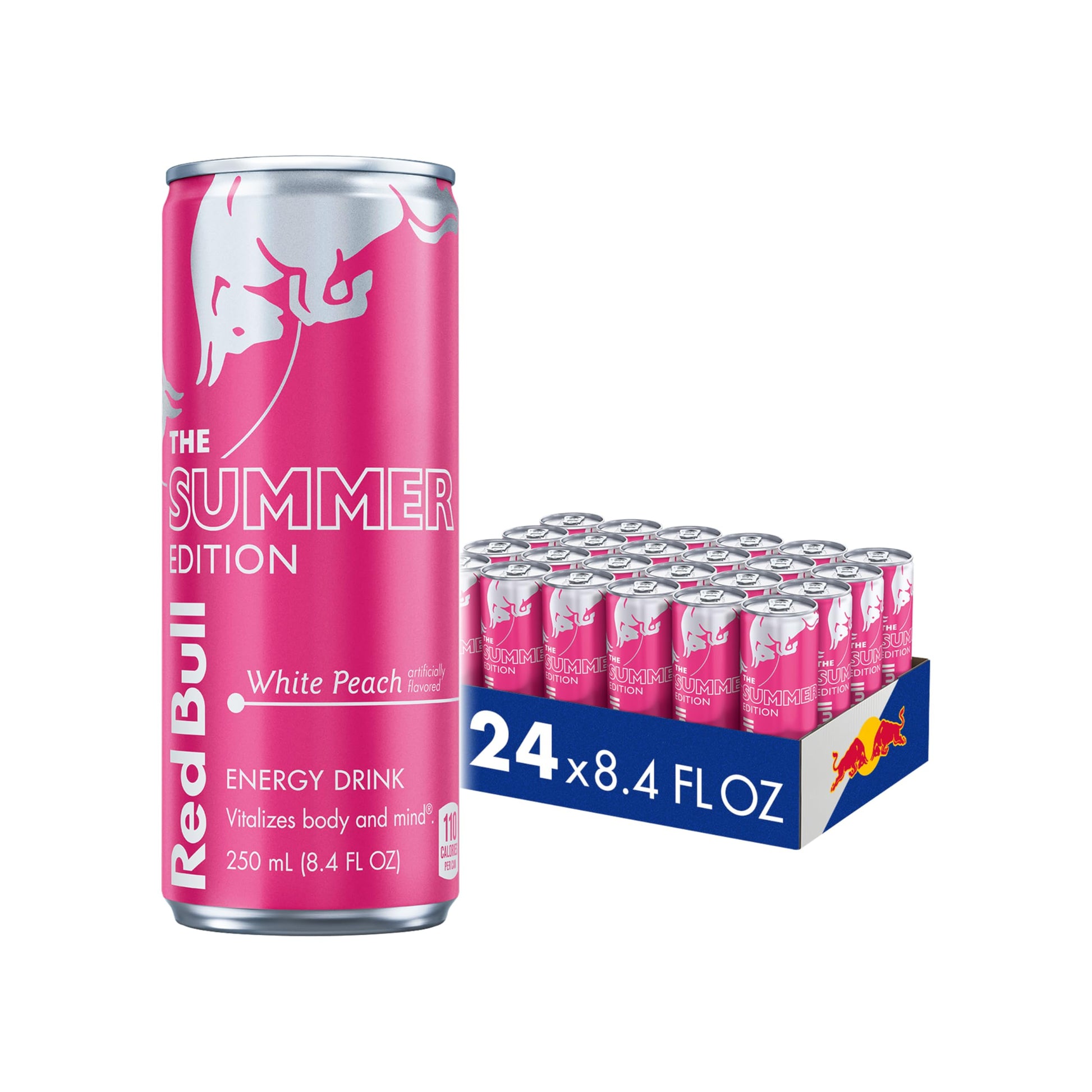 Red Bull White Peach Summer Edition Energy Drink  With 80Mg Energy Blend Plus Taurine & B Vitamins  8.4 Fl Oz  Pack Of 24 Cans