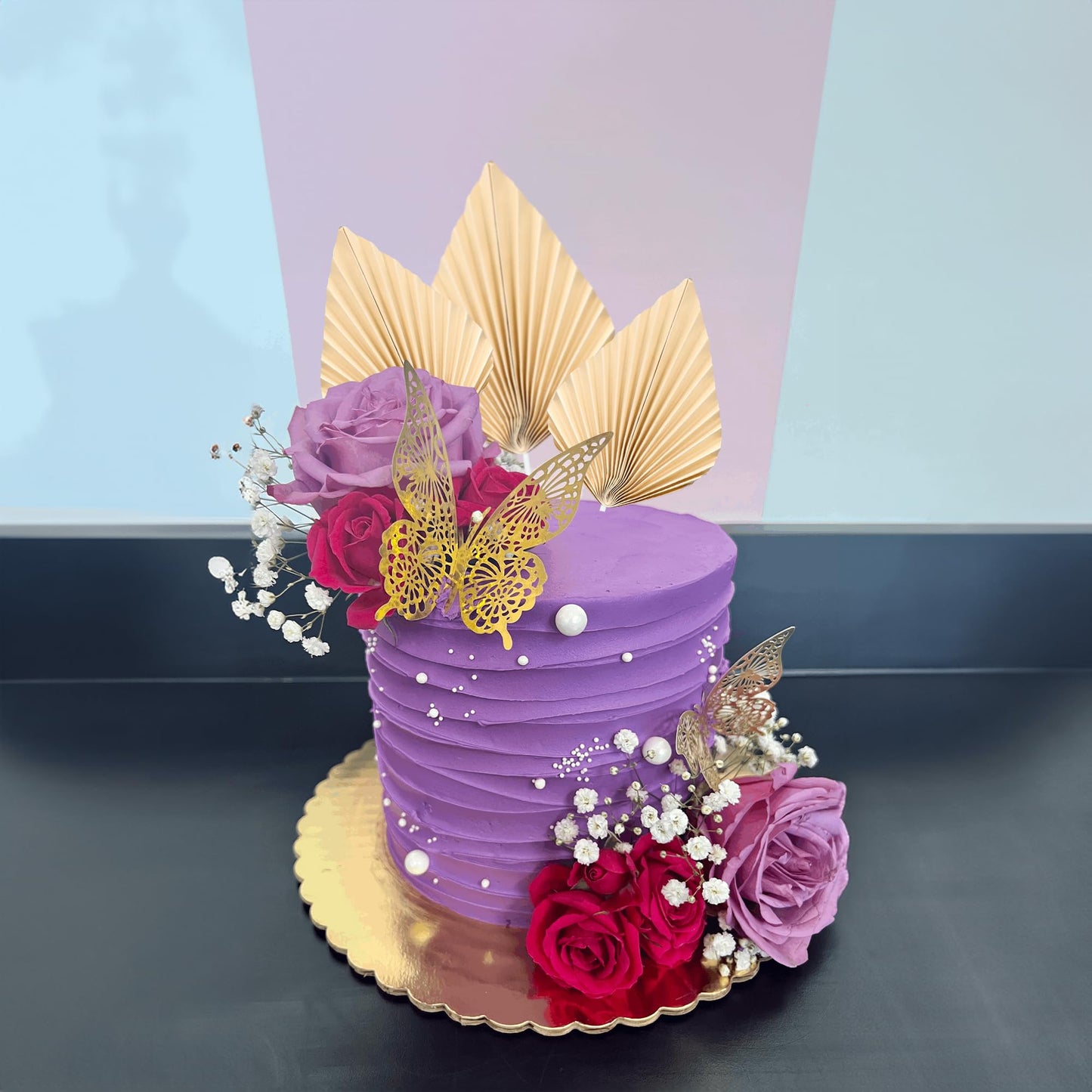Gyufise Paper Palm Fan Cake Toppers, 6 Pcs, 4.7 x 5.1 inches, Beige, Model ZN0680-4, Wedding and Party Supplies
