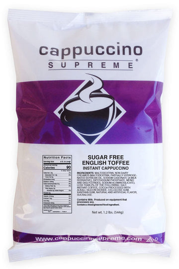 Cappuccino Supreme 1.2 Lb Bag Sugar Free English Toffee Instant Cappuccino Mix