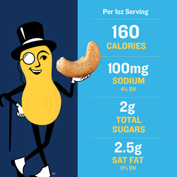 PLANTERS Salted Cashew Halves & Pieces, Party Snack, 26oz Canister, Plant-Based Protein, Kosher