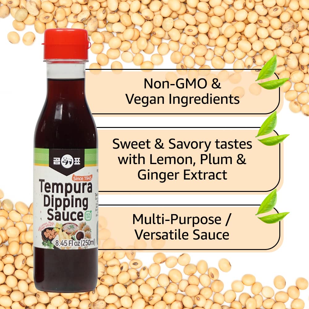 Gyeongnam Trading Inc. Taehwa GOMPYO Tempura Dipping Sauce, Soy Dipping Sauce, NON-GMO, Lemon Plum Ginger Extract, 8.45 Fl Oz