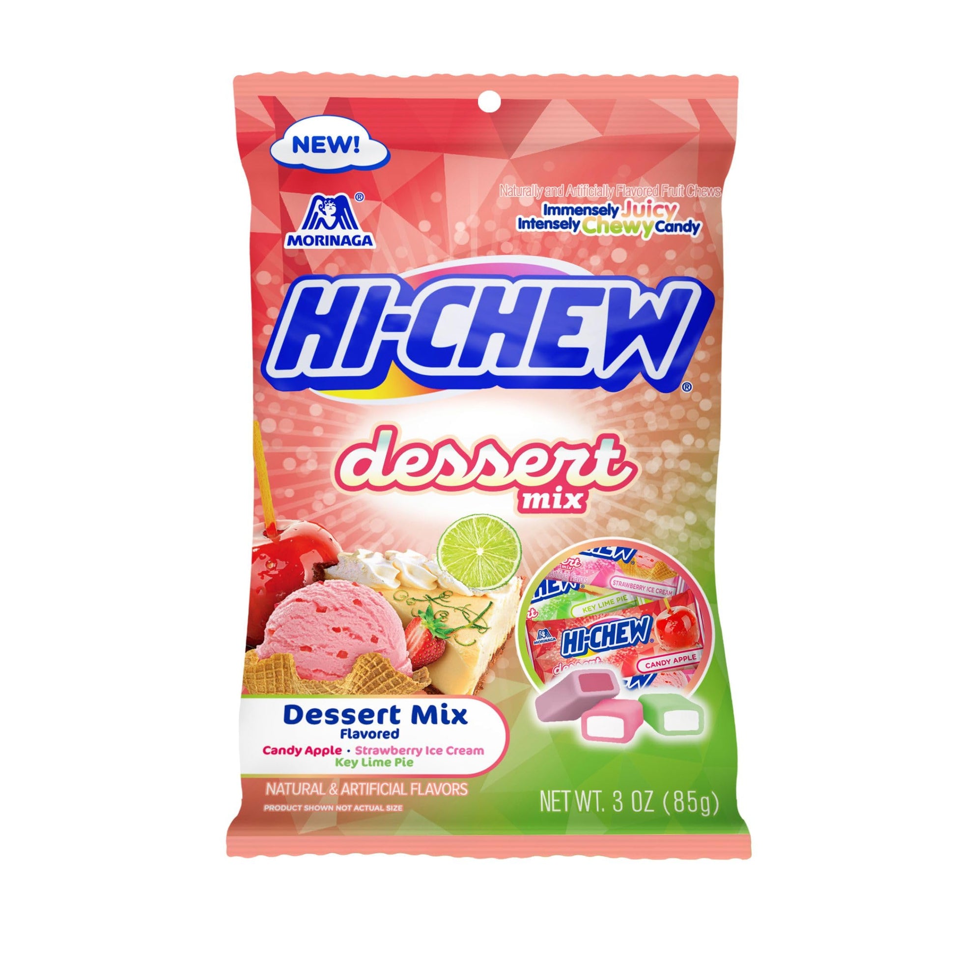 HI-CHEW Dessert Mix, 6 Bags, 3oz Each - Apple, Key Lime Pie, Strawberry Ice Cream - Unique Fun Soft & Chewy Candy - Immensely Cr