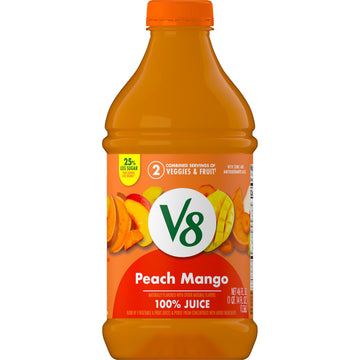 V8 Peach Mango 100% Fruit and Vegetable Juice, 46 Fl Oz Bottle, Pack of 1