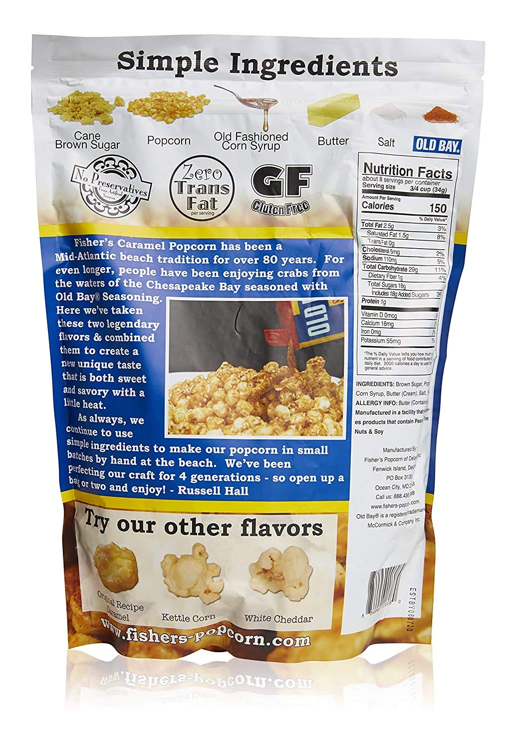 Fishers Popcorn Old Bay Seasoned Caramel Popcorn