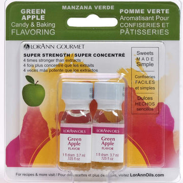 Lorann Green Apple Ss Flavor, 1 Dram Bottle (.125 Fl Oz - 3.7Ml - 1 Teaspoon) Twin Pack Blistered