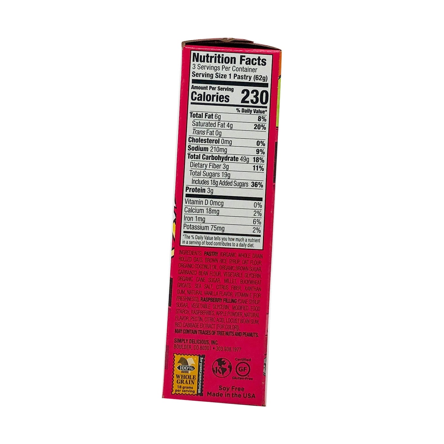 Bobos Oat Bars Raspberry Jam Toaster Pastry 6.6 Oz