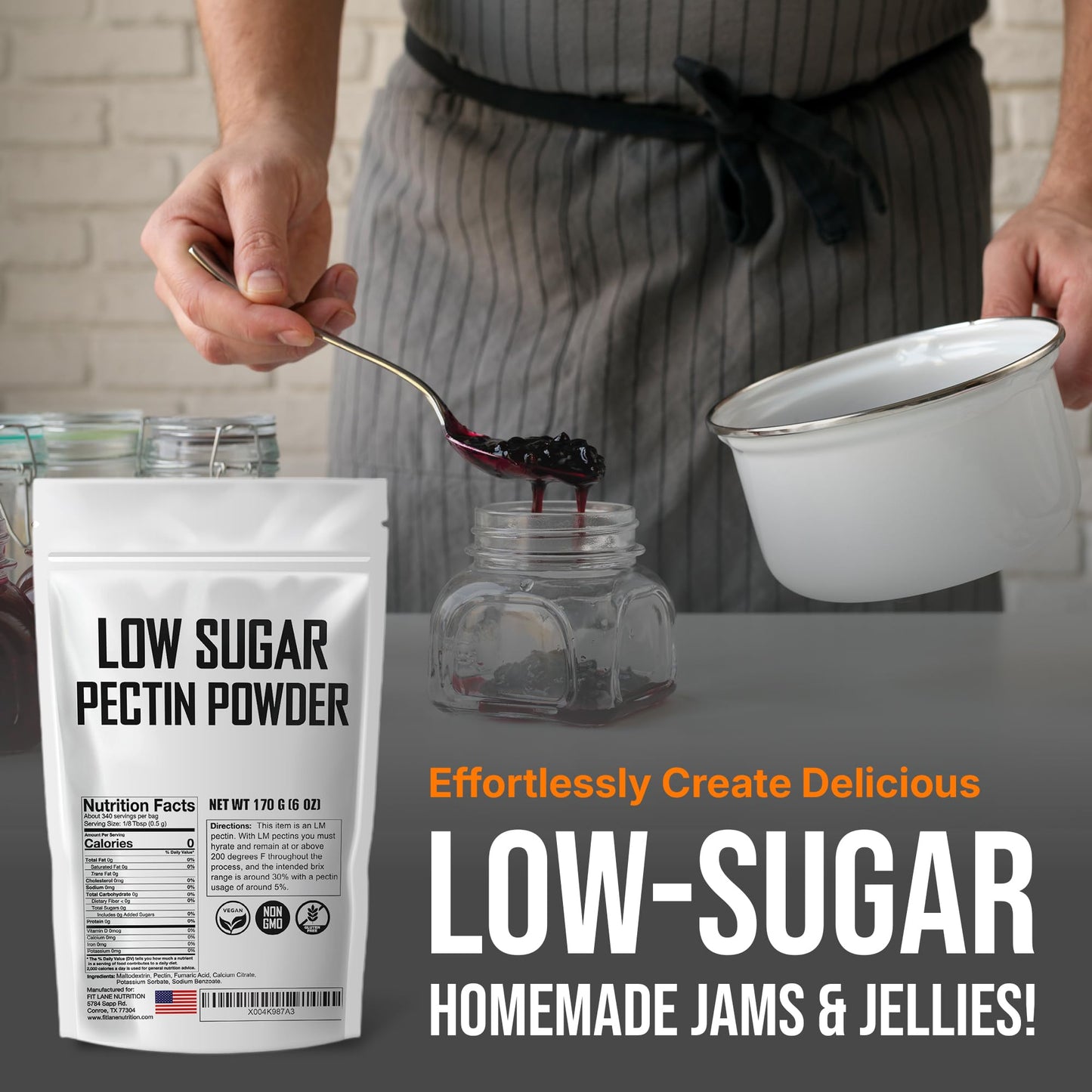 Low Sugar Pectin For Canning Jam And Jellies 6 Oz - Natural, Vegan And Non-Gmo - Premium Bulk Ingredient By Fit Lane Nutrition