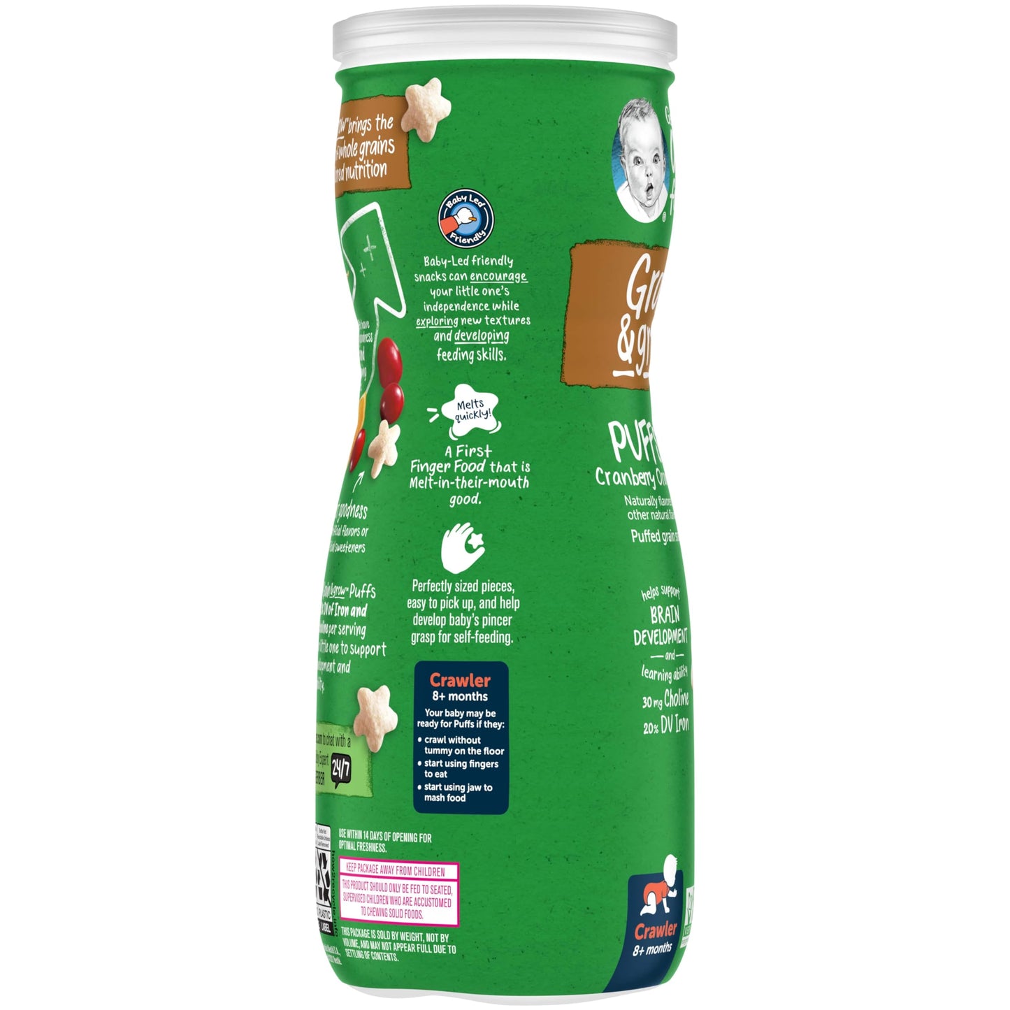 Gerber Baby Snacks Organic Puffs, Cranberry Orange, 1.48 Ounce (Pack Of 6)