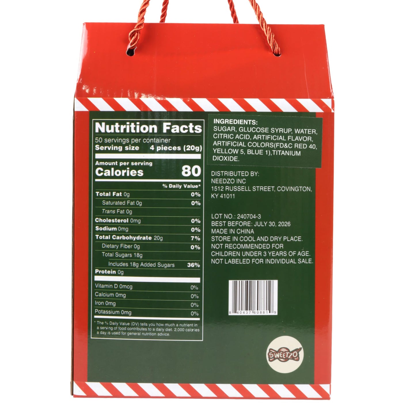 Sweetzo Mini Candy Canes, Peppermint Flavored, Individually Wrapped, 200 Pieces