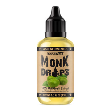 Smart138 Monk Drops - 100% Monkfruit Liquid Sweetener, Zero Calories, Zero Sugar, 1.5 Fl Oz, 350 Servings, Keto-Friendly