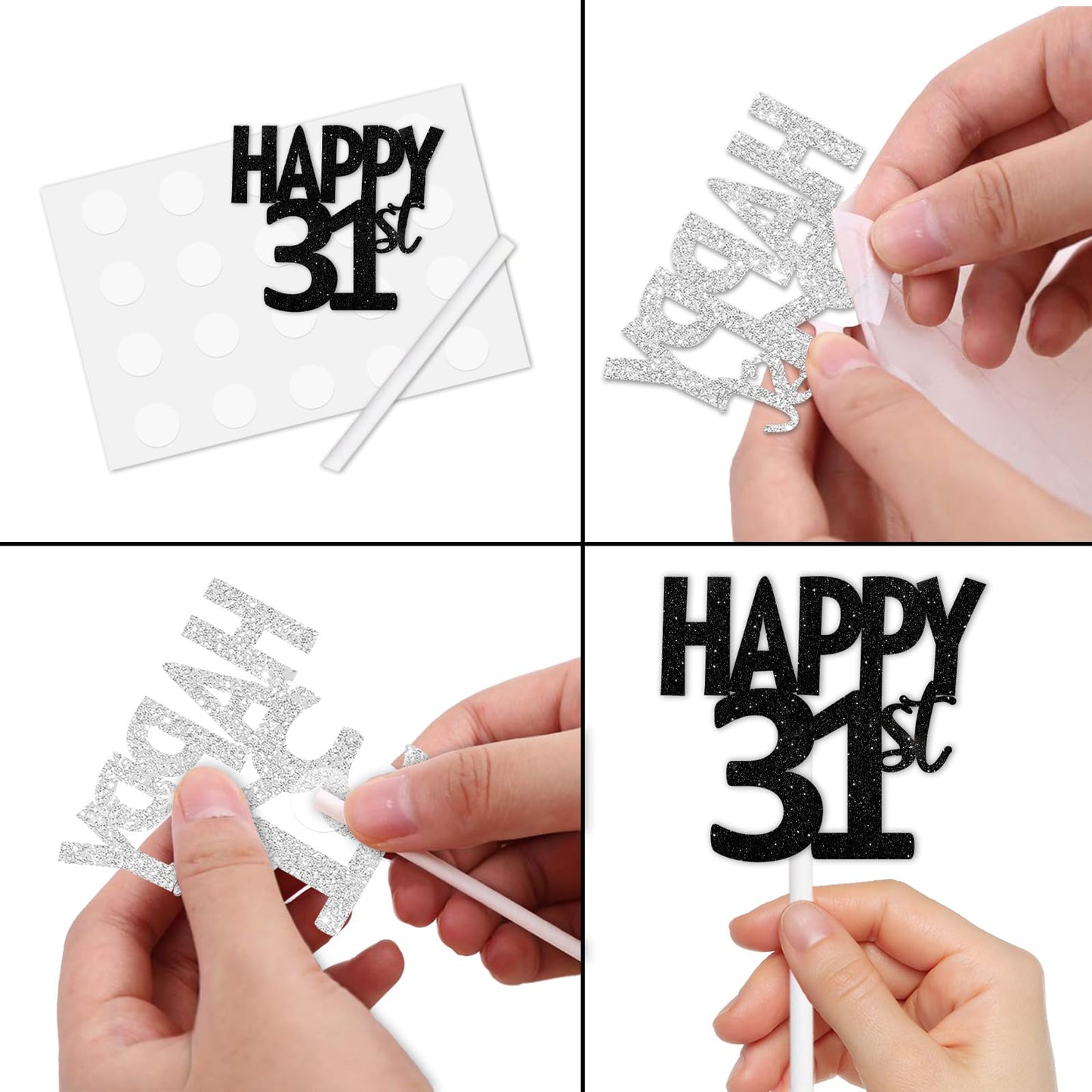18Pcs Black Glitter Happy 31St Dessert Cupcake Topper Pick For Funny Legend Since 1994 Theme Decor Supplies Men Women Happy 31 B