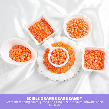 Kasvan 8.1Oz Orange Pearl Sprinkles, 6 Sizes Mix For Cake Decorating, 230G/8.1Oz, Baking Cake Decorations, Ice Cream Toppings An