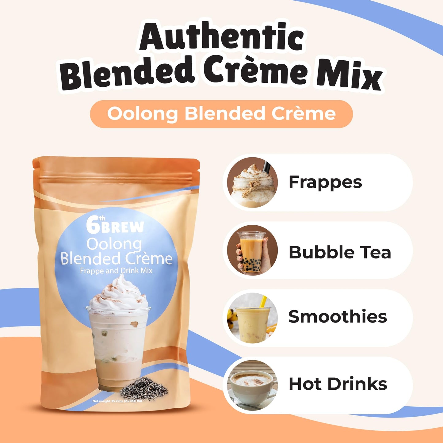 Premium Oolong Blended Crme Powder Mix To Make Frappes, Bubble/Boba Tea, Hot Or Iced Tea | Perfect For Home Or Cafe Or Restauran