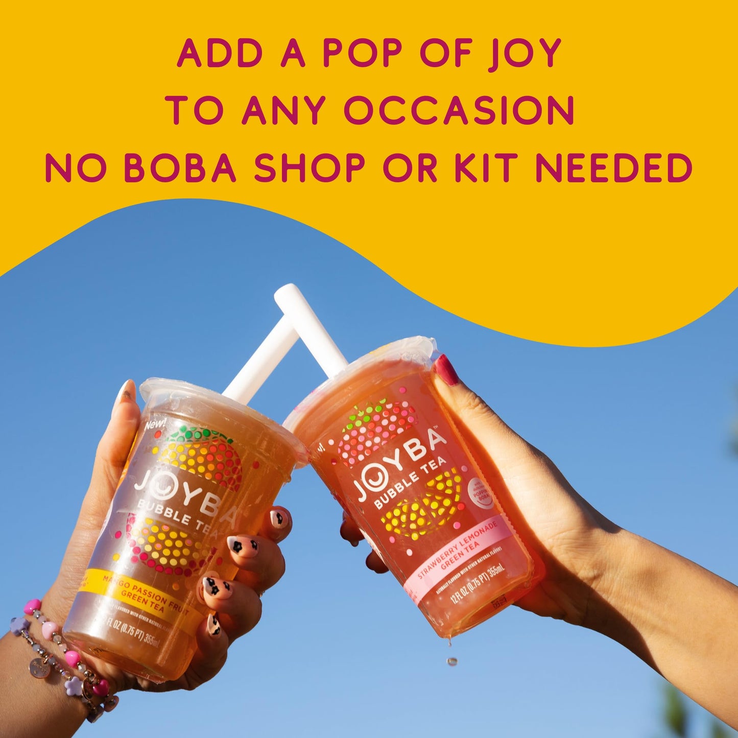 Joyba Bubble Tea Mango Passion Fruit Green Tea, 4 Pack, 12 Fl. Oz. Cups
