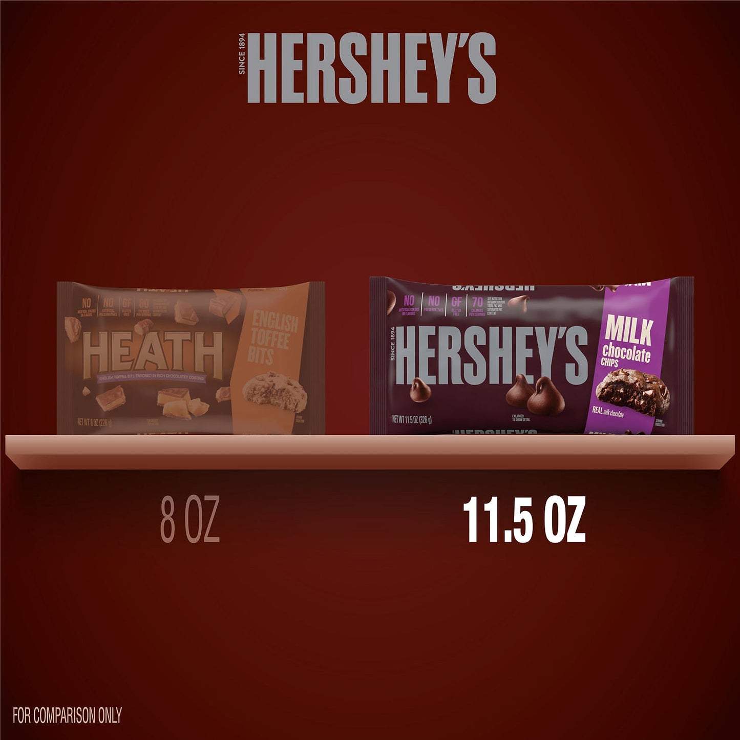 HERSHEYS Milk Chocolate Baking Chips Bag, 11.5 oz