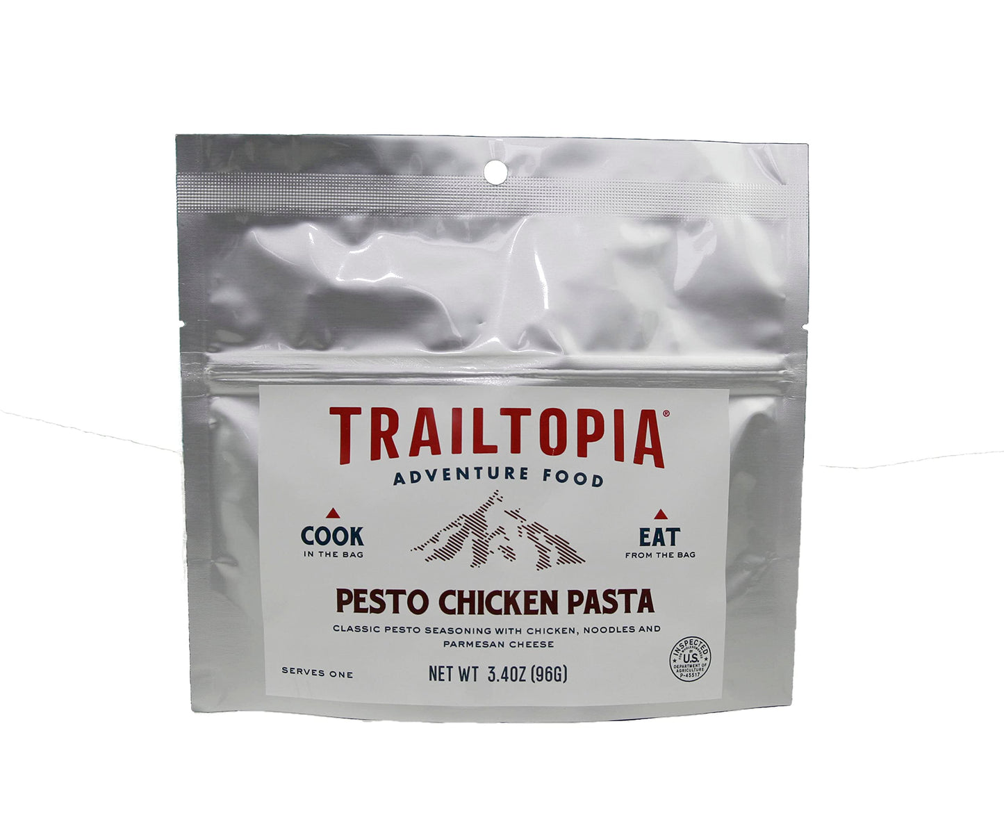 Trailtopia Hearty Pesto Chicken Pasta- Freeze Dried Hiking Dinner | Delicious Taste | Quick & Easy Prep | Lightweight | Perfect For Camping & Backpacking | High Energy Meals For Outdoor Adventures