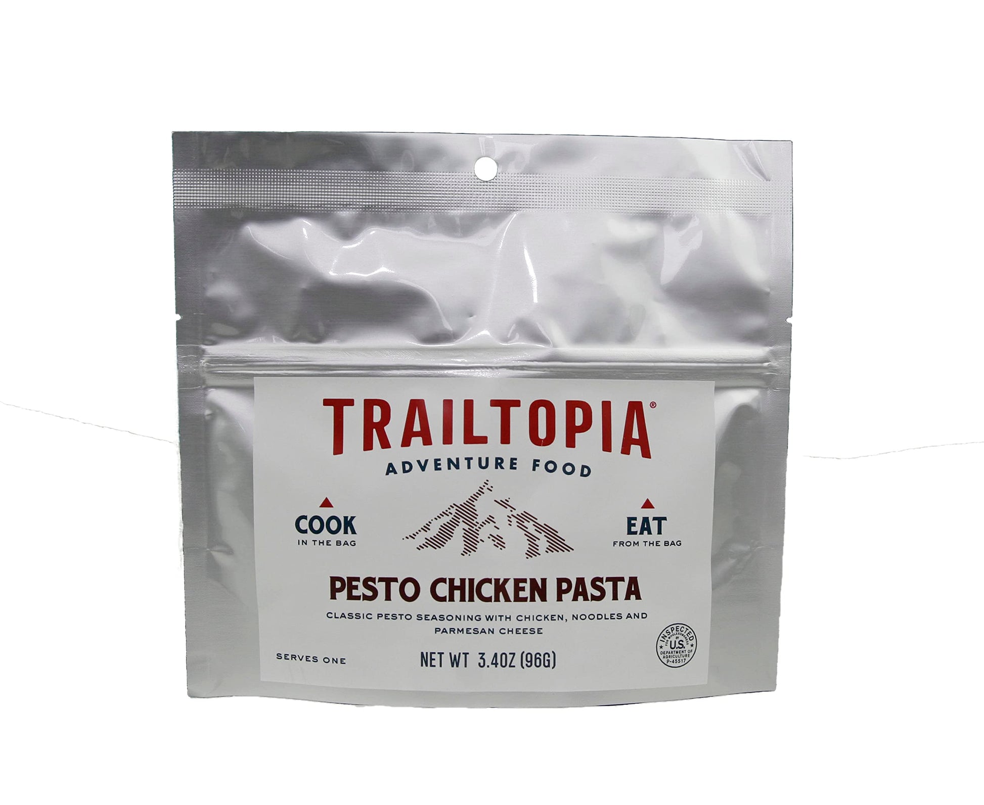 Trailtopia Hearty Pesto Chicken Pasta- Freeze Dried Hiking Dinner | Delicious Taste | Quick & Easy Prep | Lightweight | Perfect For Camping & Backpacking | High Energy Meals For Outdoor Adventures