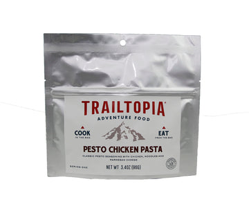 Trailtopia Hearty Pesto Chicken Pasta- Freeze Dried Hiking Dinner | Delicious Taste | Quick & Easy Prep | Lightweight | Perfect For Camping & Backpacking | High Energy Meals For Outdoor Adventures