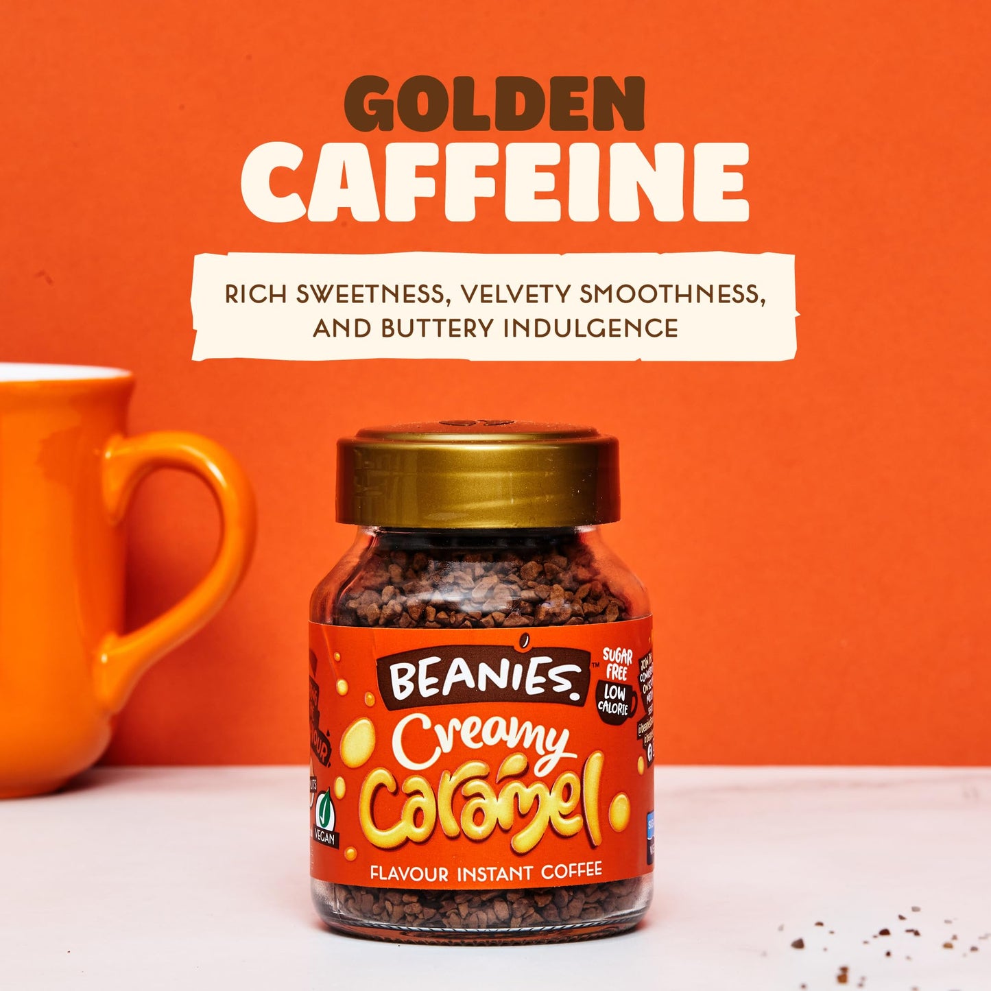 Beanies Flavour Instant Coffee - Creamy Caramel Instant Flavored Coffee - Bold & Adventurous Full-On Flavor - An Indulgent Sugar