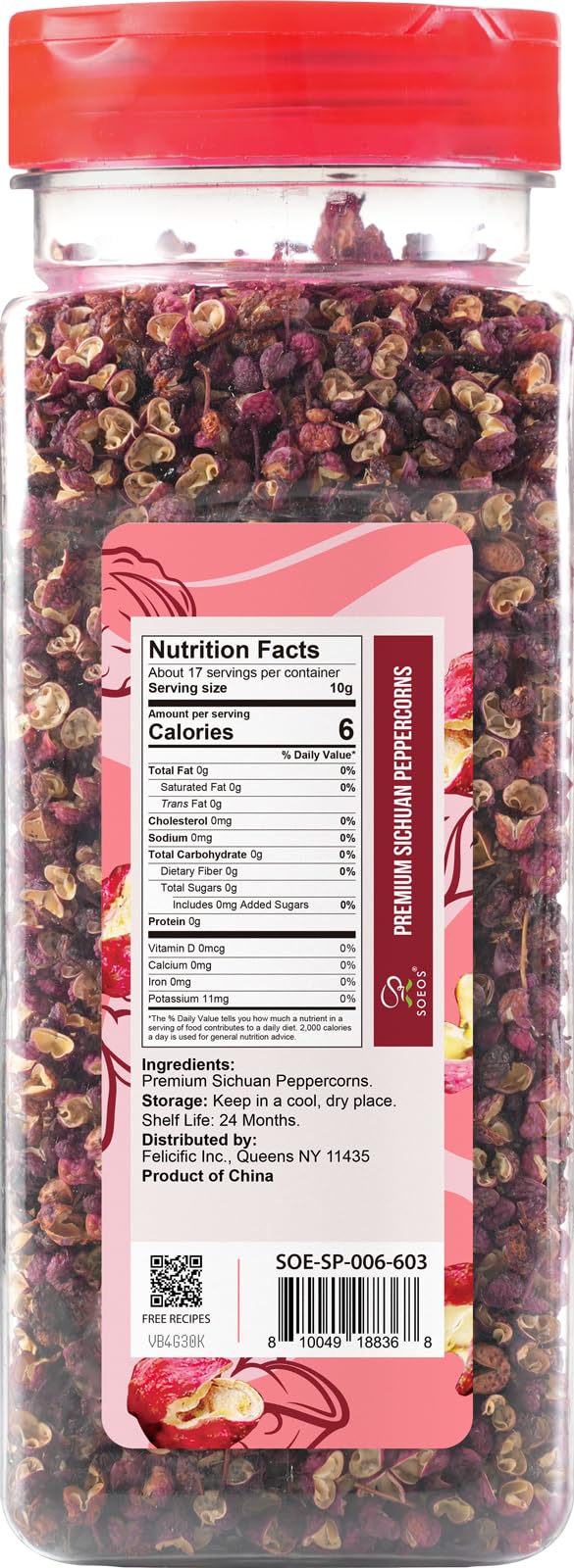 Soeos Sichuan Peppercorns, 6Oz(170G), Authentic Szechuan Peppercorns, Less Seeds, Numbing And Tingle Flavor, Whole Sichuan Peppe