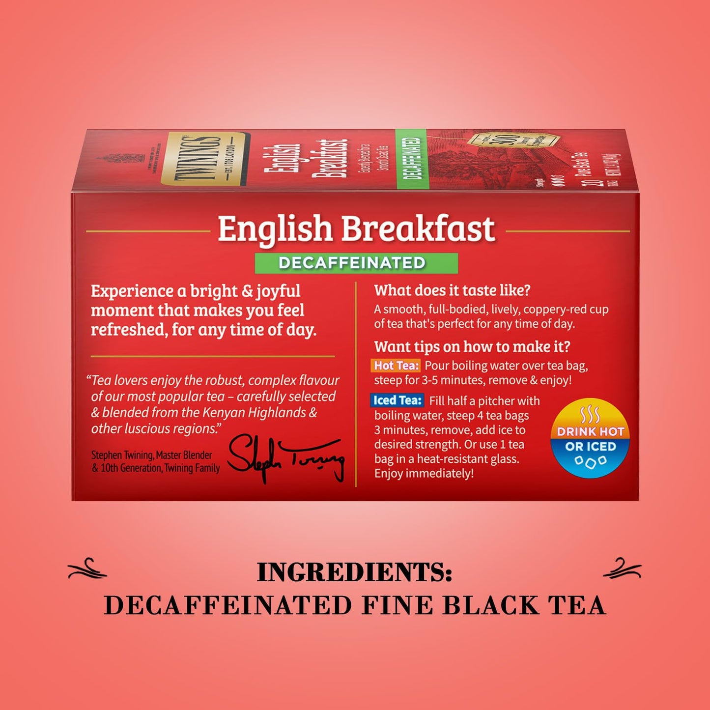 Twinings English Breakfast Tea, Decaffeinated, Tea Bags, 20 Ct