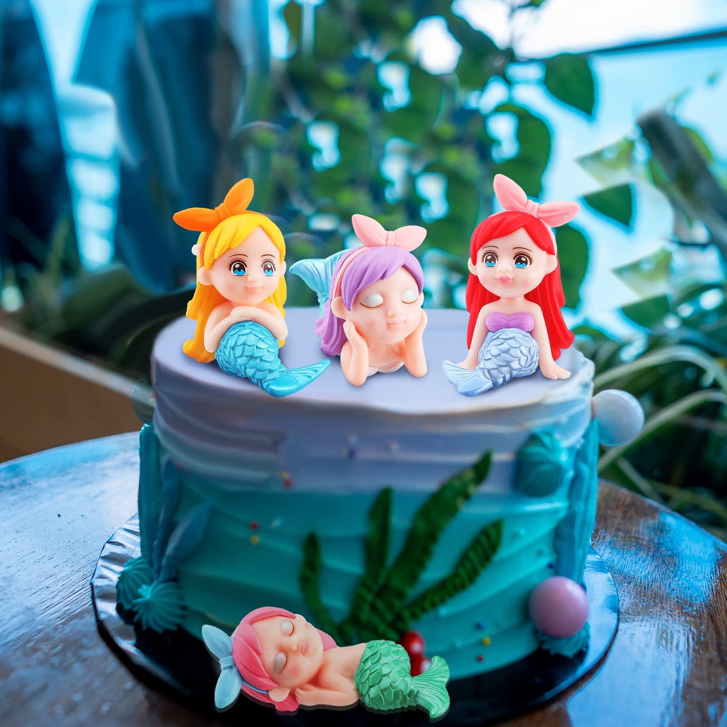 24 Pcs Mermaid Tail Cake Topper Star Conch Cake Cupcake Toppers Sea Creatures Beach Cake Decorations Pastel Under The Sea Cake D