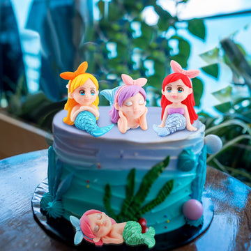 24 Pcs Mermaid Tail Cake Topper Star Conch Cake Cupcake Toppers Sea Creatures Beach Cake Decorations Pastel Under The Sea Cake D