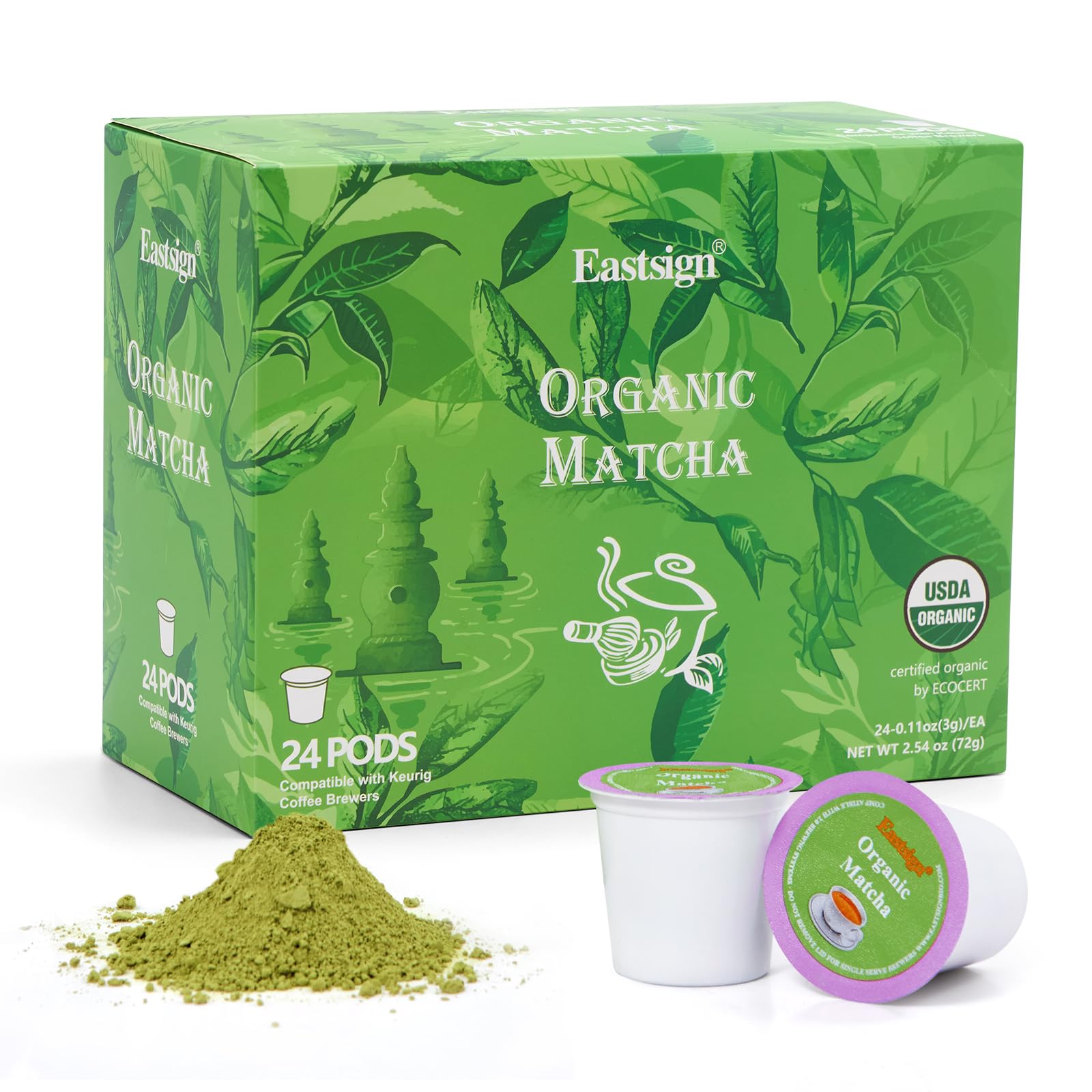 Eastsign Matcha Green Tea K Cups For Keurig  Matcha Tea Of 24-Count Pack  Matcha Latte  Matcha Keurig Pod For Keurig  Matcha Tea K Cups  Gifts For Festival