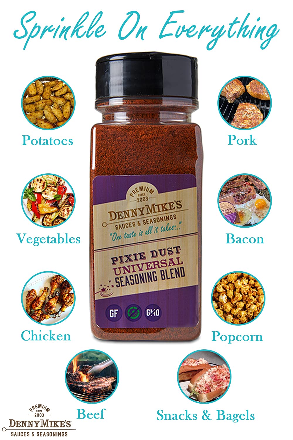 Dennymikes Pixie Dust Universal Seasoning Blend, Premium All Purpose Seasoning, All Natural Complete Seasoning For Meat, Chicken