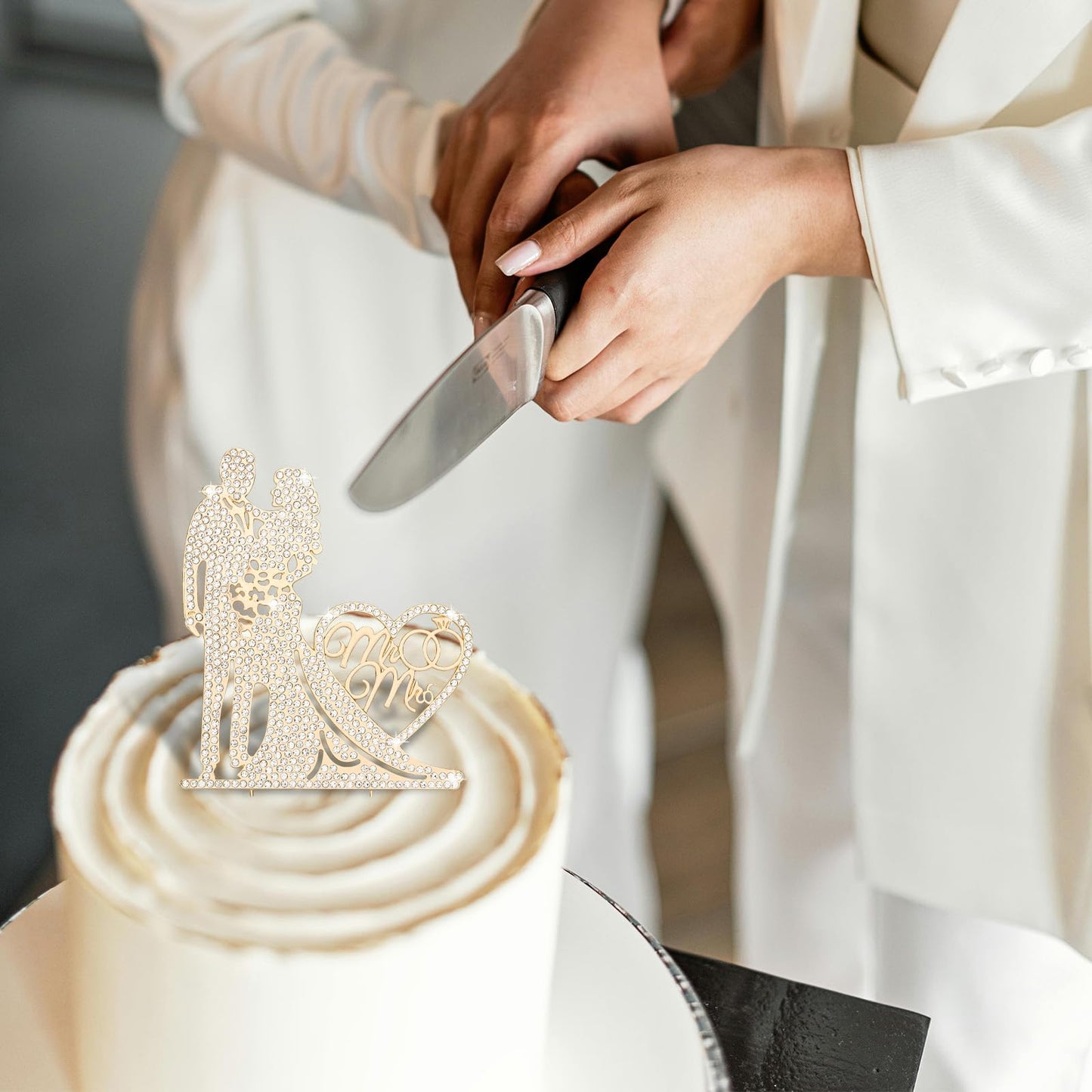 Gafatory Wedding Cake Topper Rhinestone Metal Mr And Mrs Cake Topper Wedding Bride And Groom Bridal Shower Theme Birthday Party