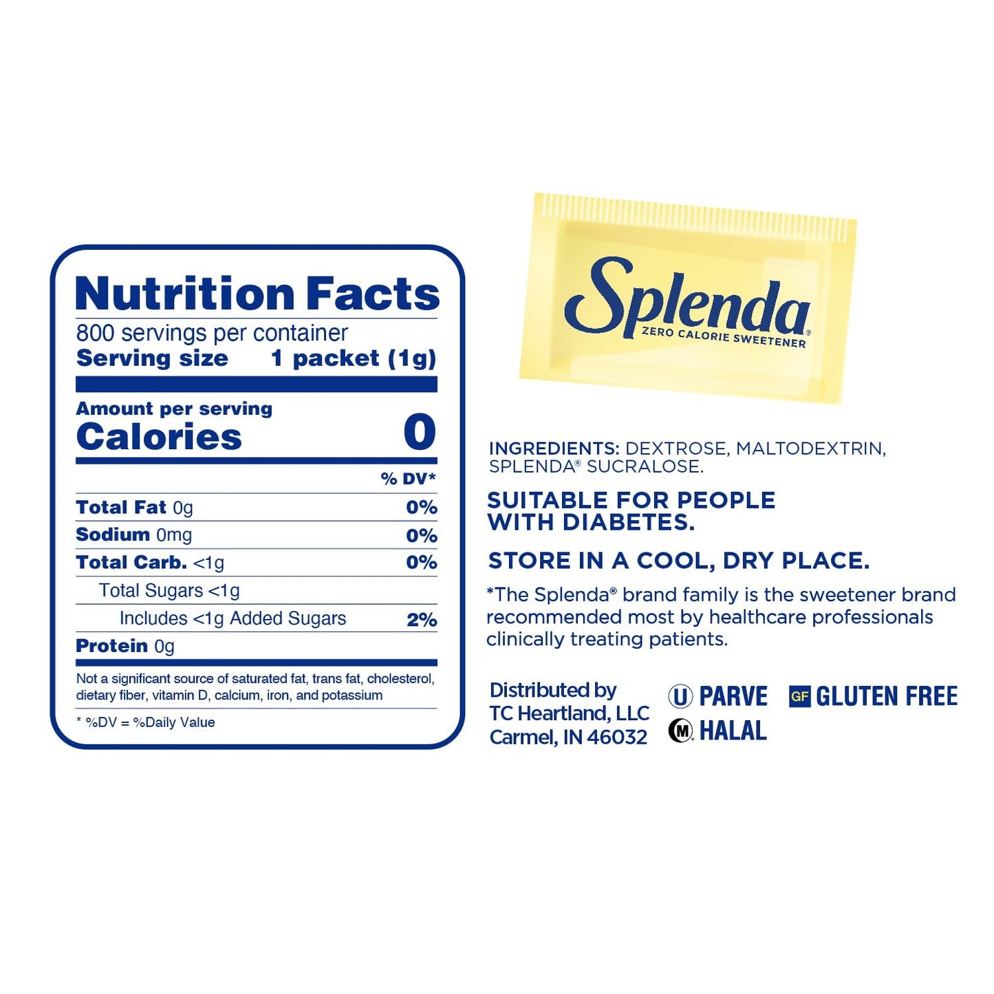 Splenda Zero Calorie Sweetener Value Pack, 800 Count Packets
