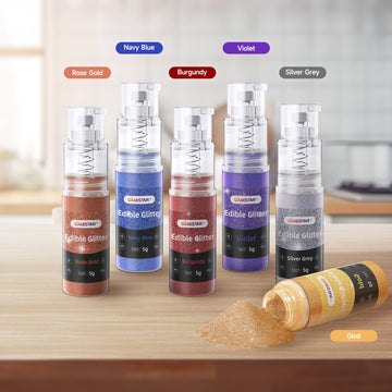 Edible Glitter Spray, Edible Luster Dust, 6 Colors, Edible Glitter For Cocktails, Powder For Cake Decorating, Baking, Drinks, Fo
