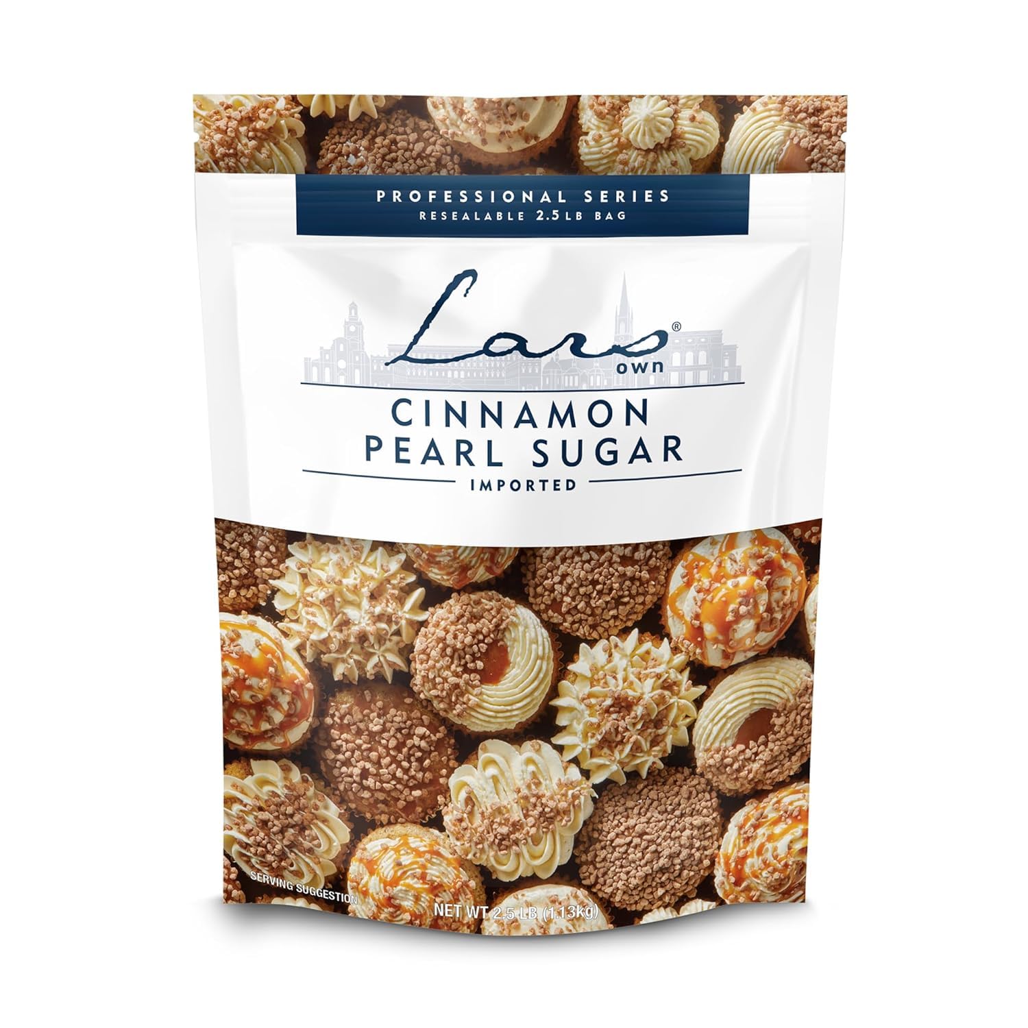 Lars Own Professional Series Cinnamon Pearl Sugar - 3-Pack  2.5-Lb Resealable Bag - Warm Spice Crunch For Baking - Oven-Safe Inclusion And Decoration