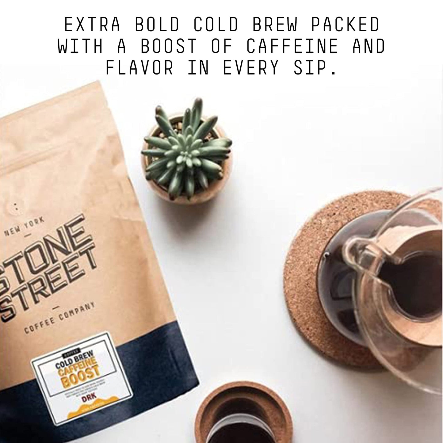Stone Street Cold Brew Coffee, Dark Roast, High Caffeine, Coarse Ground, 16 Ounce