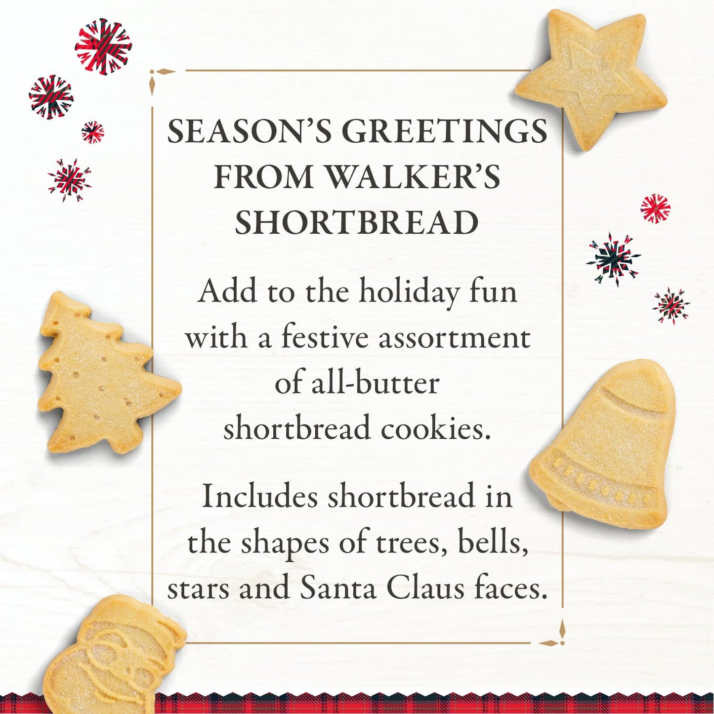 Walkers Shortbread Assorted Festive Shaped Cookies, All-Butter Shortbread Cookies, 6.2 Oz (Pack of 4)