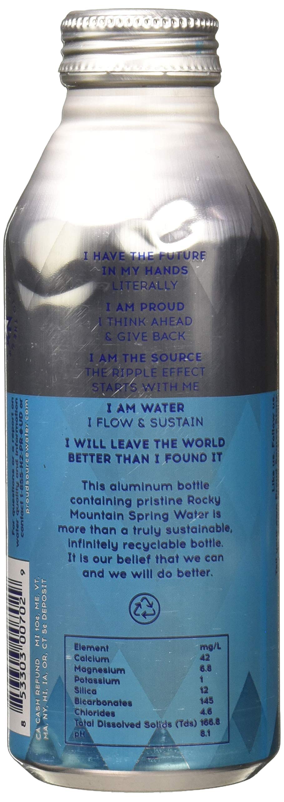 Proud Source Water 8.1Ph Rocky Mountain Alkaline Spring Water 16 Fz