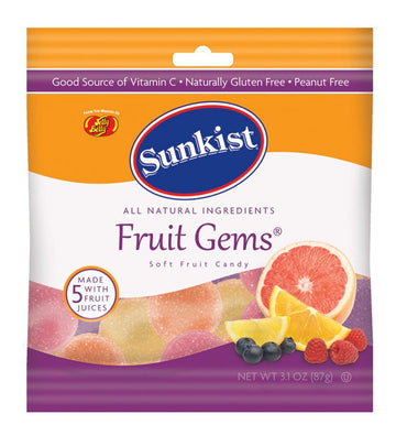 Sunkist Fruit Gems Assorted Chewy Candy 3.1 oz. - Case of 12