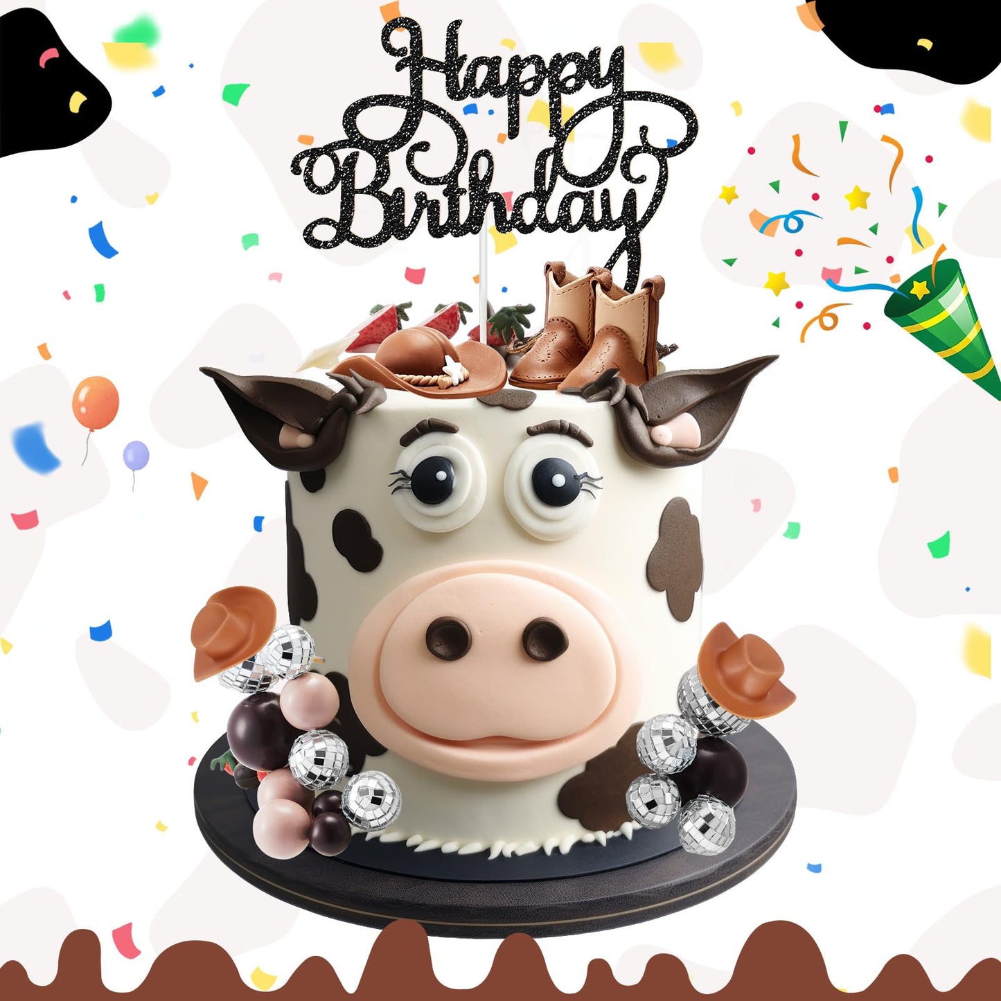 Roundfunny 26 Pcs Cowgirl Cake Decorations Cowgirl Cake Topper Disco Decorations Hat Topper Western Cowboy Birthday Baby Shower